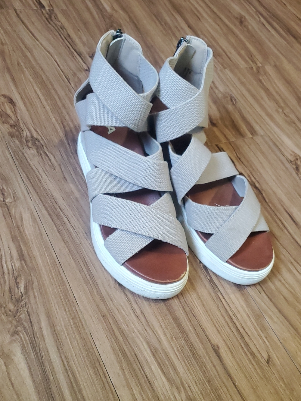 MIA Woven Strappy Platform Sandals - Beige